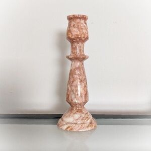 Set of 2 Vintage Pink Marble Candle Holders